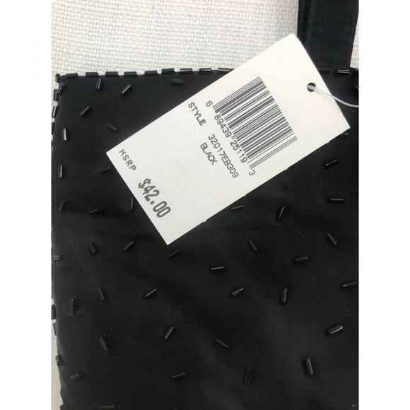 International Concept Embroidered Flower & Beaded Totes Hand Bag Black NWT - Picture 3 of 5